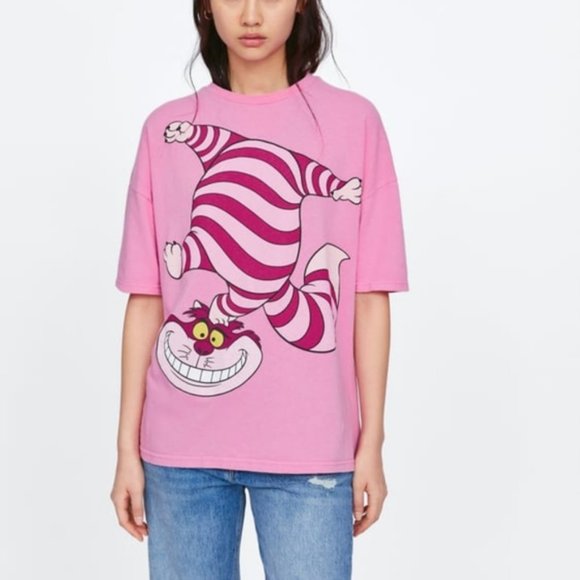 Zara x Disney Alice in Wonderland Chesire Cat Graphic Tee Shirt - Picture 2 of 16